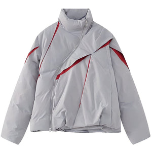 The "Zain" Asymmetrical Puffer Winter Jacket 0 VOIR Studios Gray S 